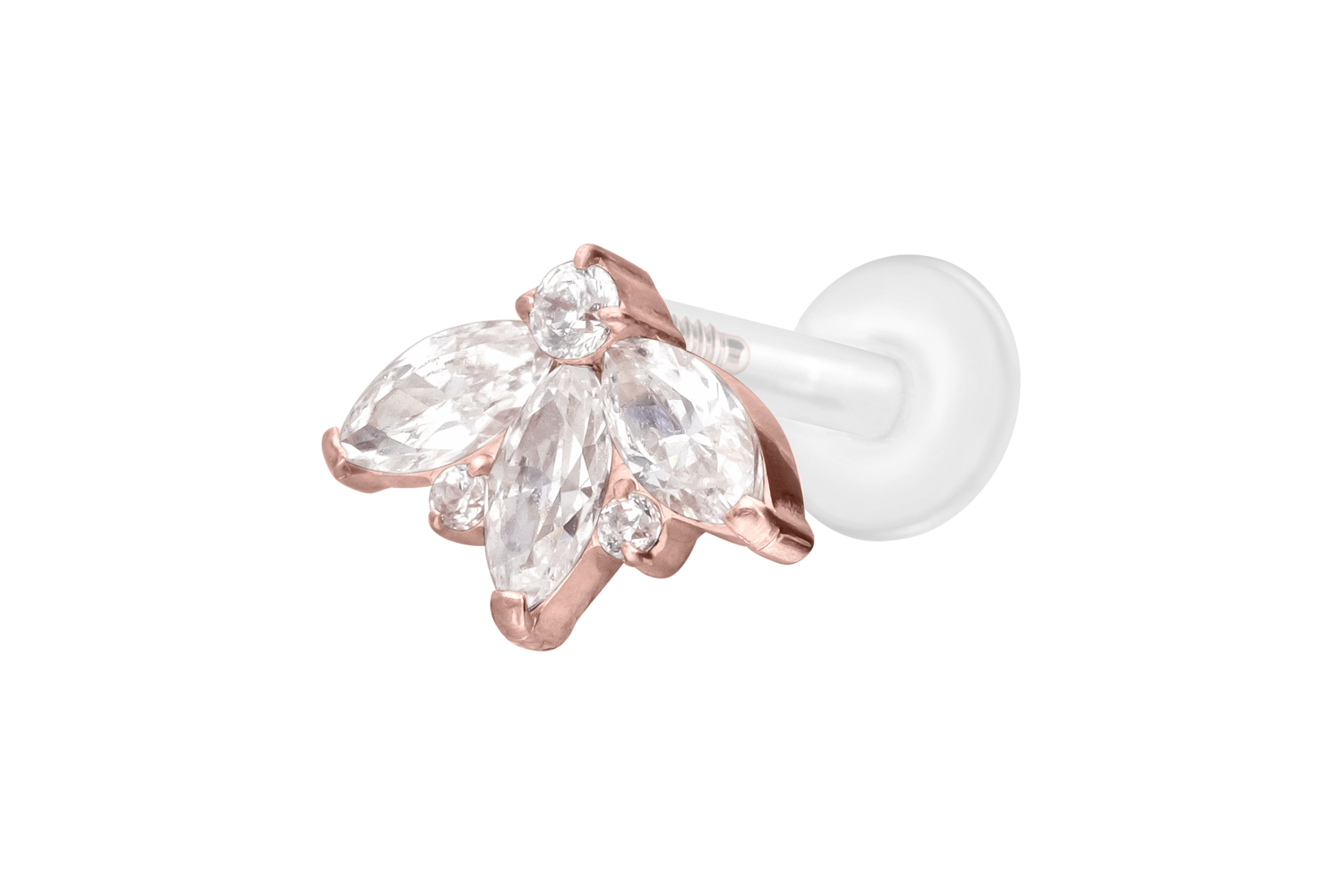 PTFE Labret Piercing mit Innengewinde + Titan-Aufsatz LOTUSBLÜTE